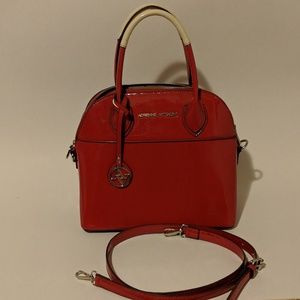 Adrienne Vittadini Angled Satchel Red Patent